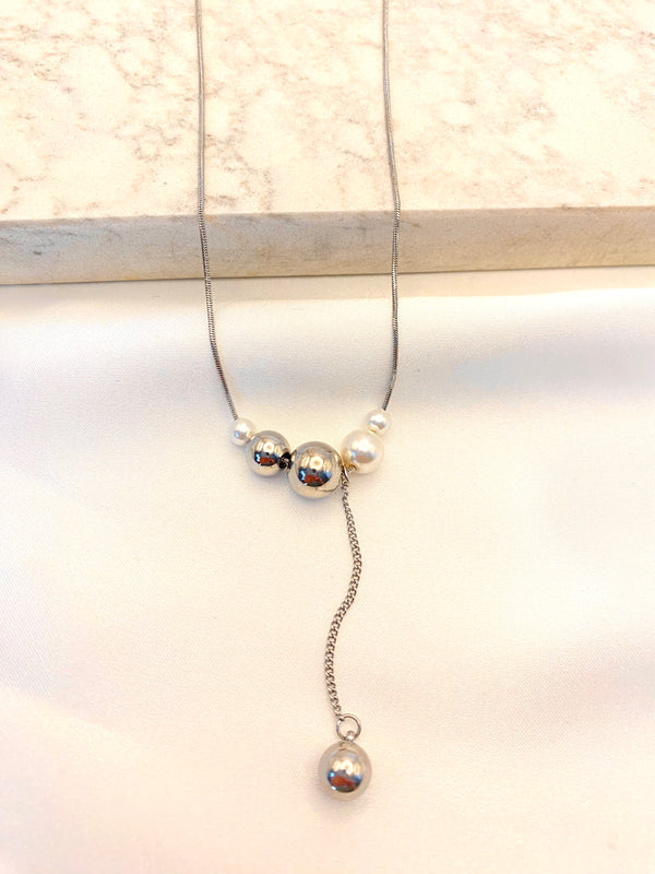 Collar Balin Colgante Plateado Acero