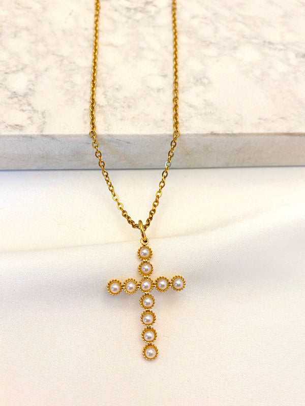 Collar Cruz Perlas