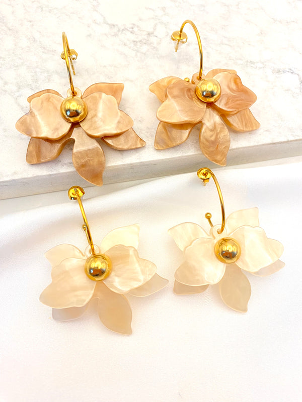 Arracada Flor Acrilico Acero