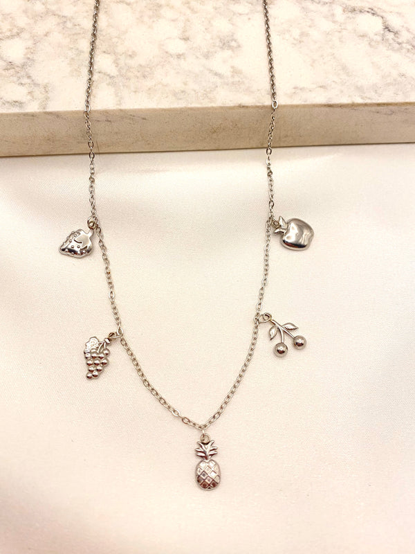Collar Frutitas Plateado Acero