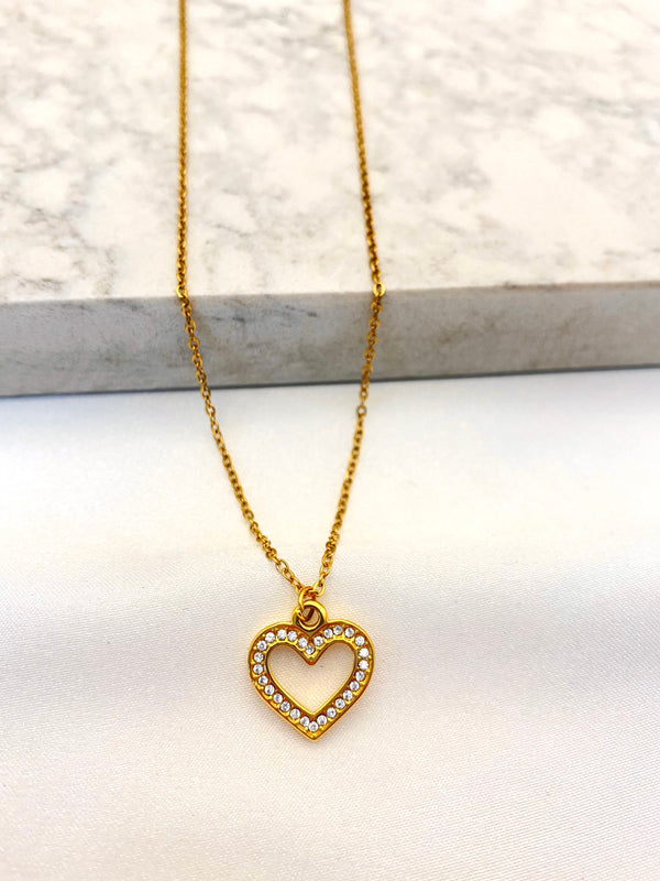 Collar Corazon Zirconias Acero