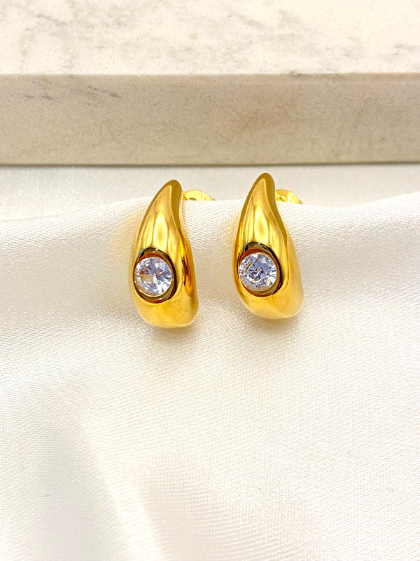 Arete Gota con Zirconia Acero