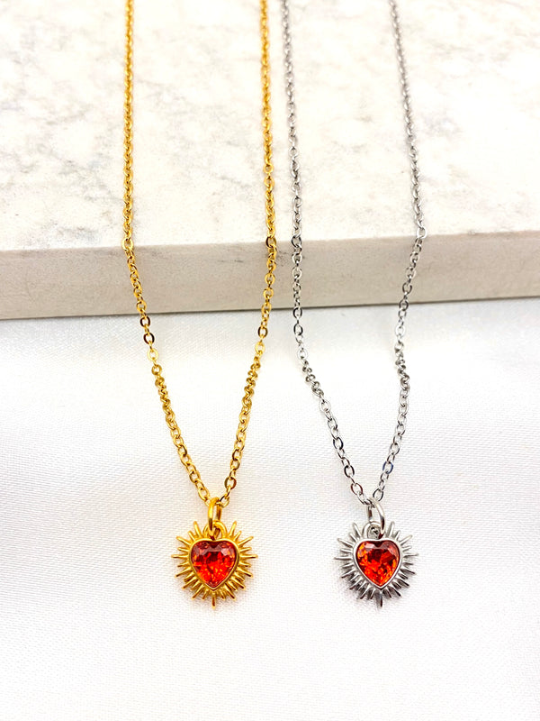 Collar Corazon Resplandor Acero