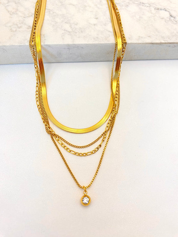 Collar Layers Cristal Acero