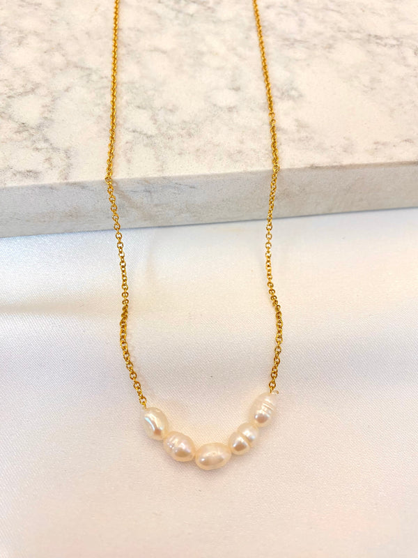 Collar Perlas Irregular Acero