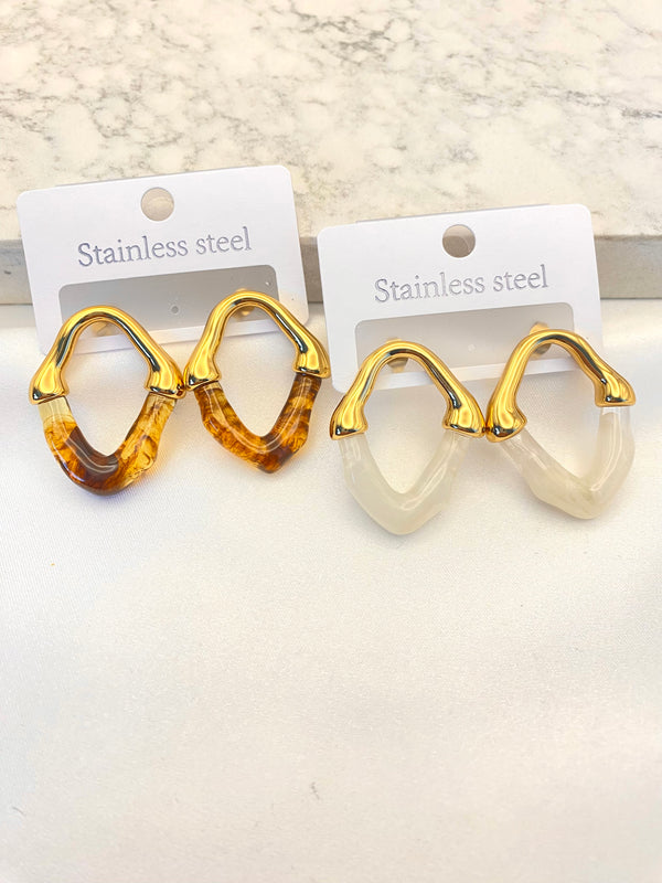 Arete Ovalo Acrilico Acero