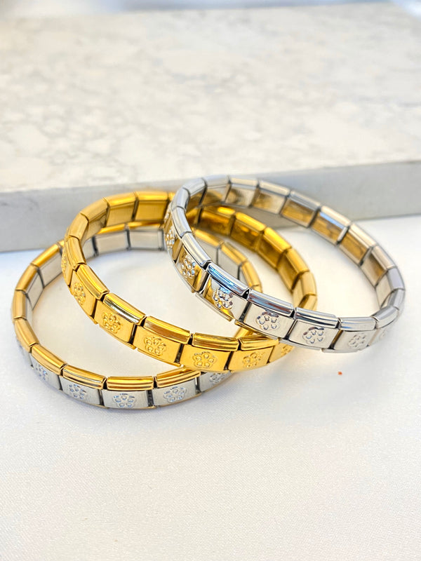 Pulsera Italiana Flor Silueta