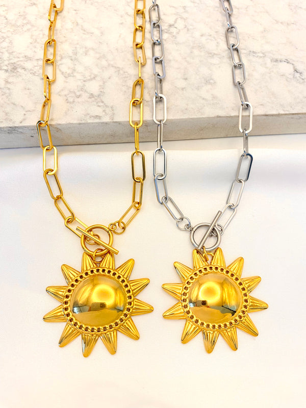 Collar Maxi Eslabon Sol Acero