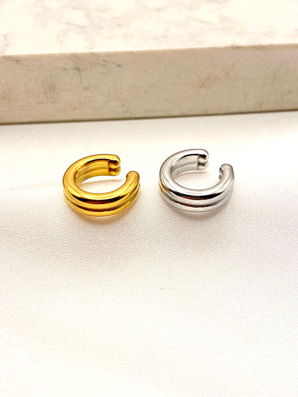 Earcuff Doble Liso Acero