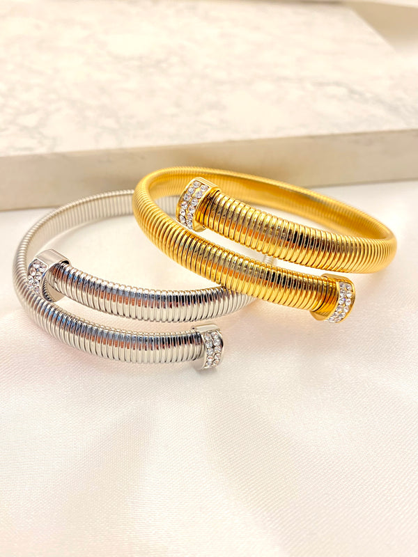 Pulsera Cruzada Zirconias 8mm Acero