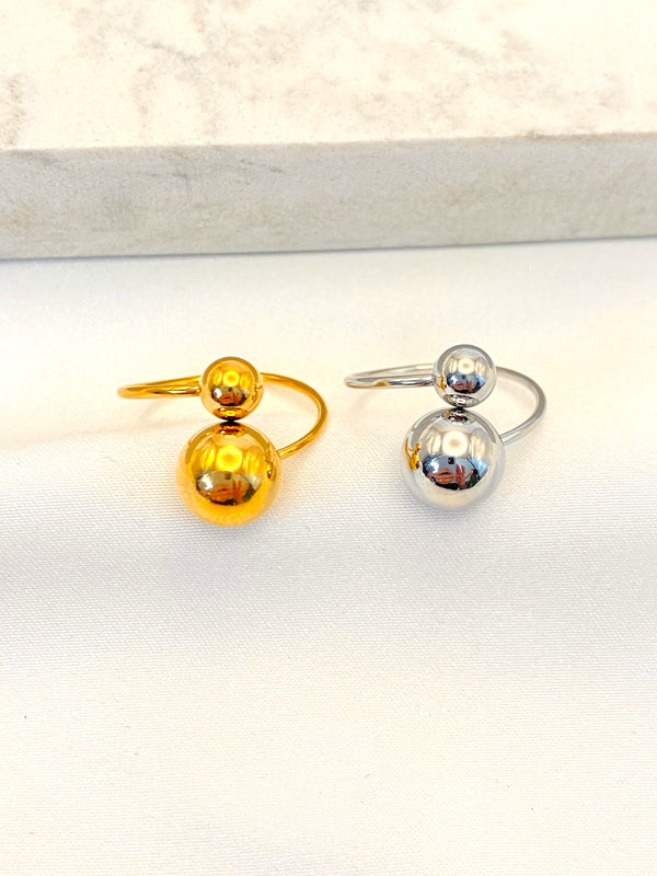 Anillo Dos Esferas Acero