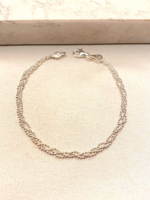 Pulsera Micro Balines Trenzada Plata