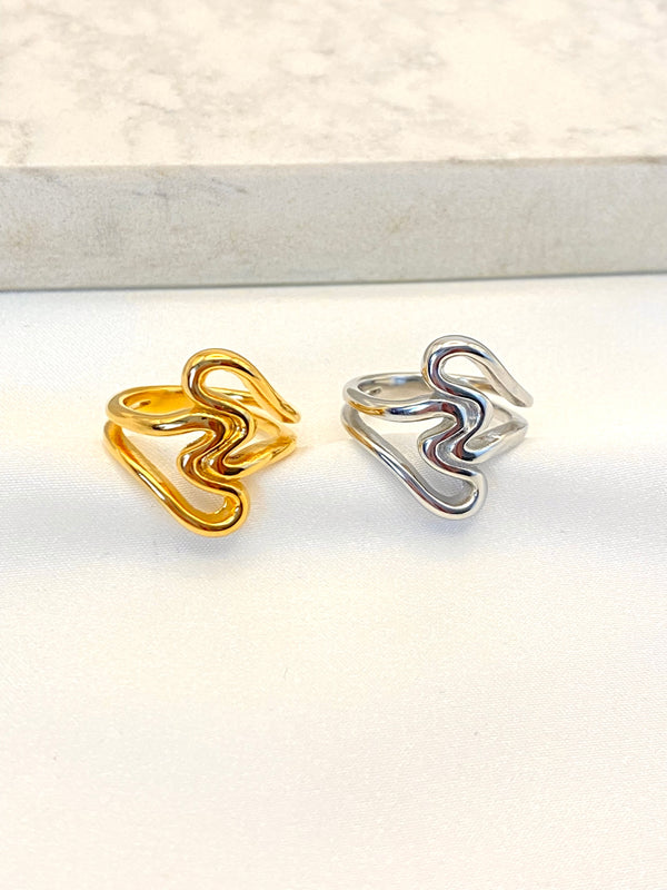 Anillo Silueta Corazones Acero