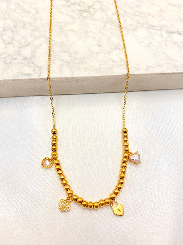 Collar Corazones Mixtos Acero