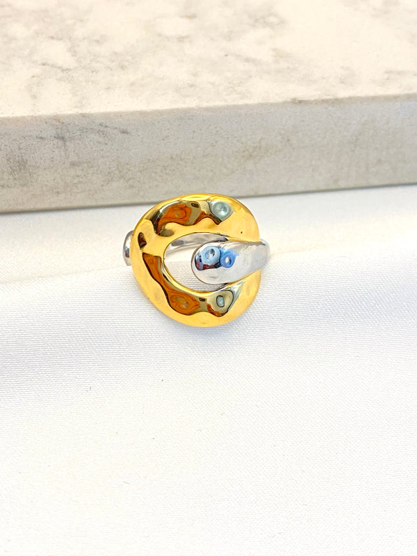 Anillo Circulo Bicolor Acero
