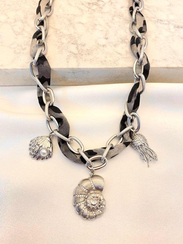 Collar Entrelazado Dijes Marinos Acero