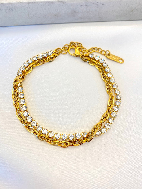 Pulsera Enlazada Zirconias Acero