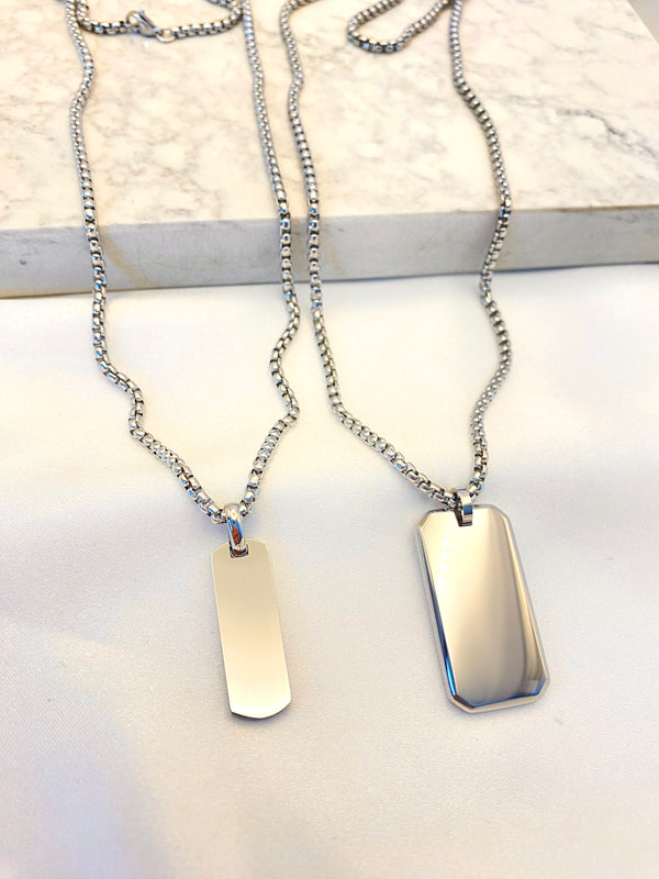 Cadena Placa Lisa Caballero Acero