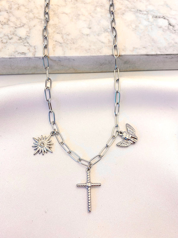 Collar Eslabones Angel Acero