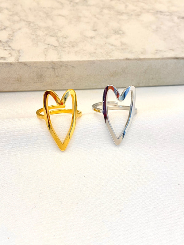 Anillo Corazon Delgado Acero