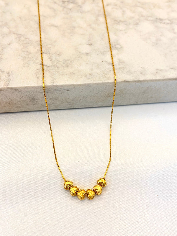 Collar Corazoncitos Boleados Minis Acero
