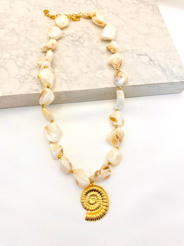 Collar Caracol Piedra Narural Acero