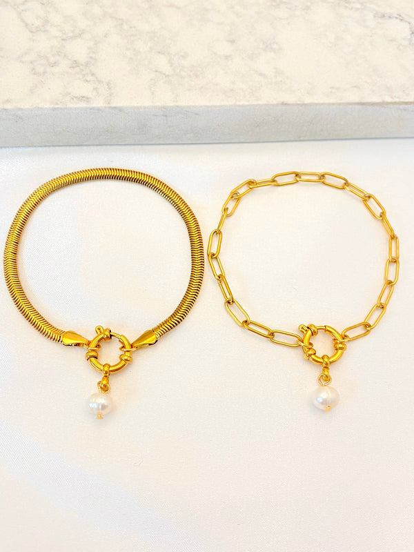 Pulsera Perlita Cogante Acero