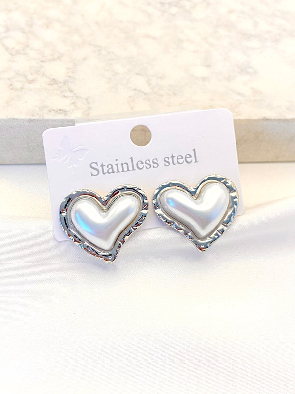 Arete Corazon Perla Acero