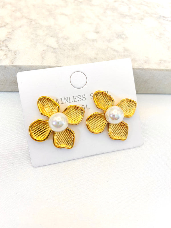 Arete Flor 4 Petalos Acero