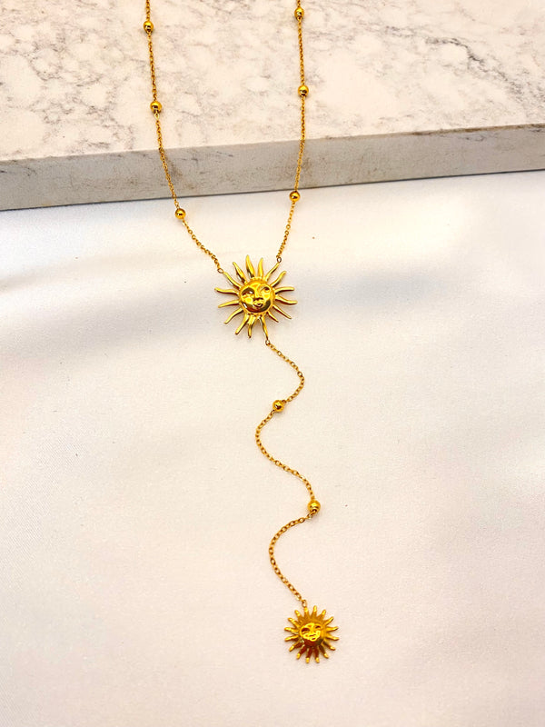 Collar Largo Sol Colgante Acero