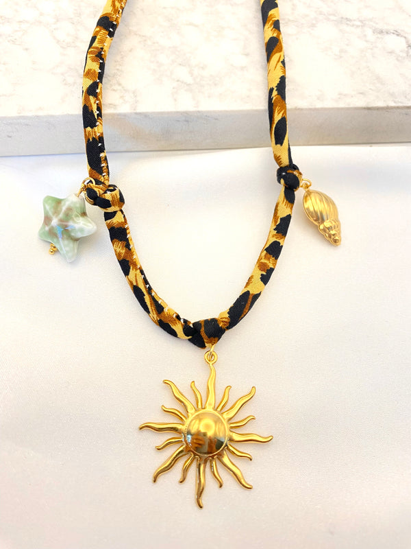 Collar Sol Estrella y Caracol Acero