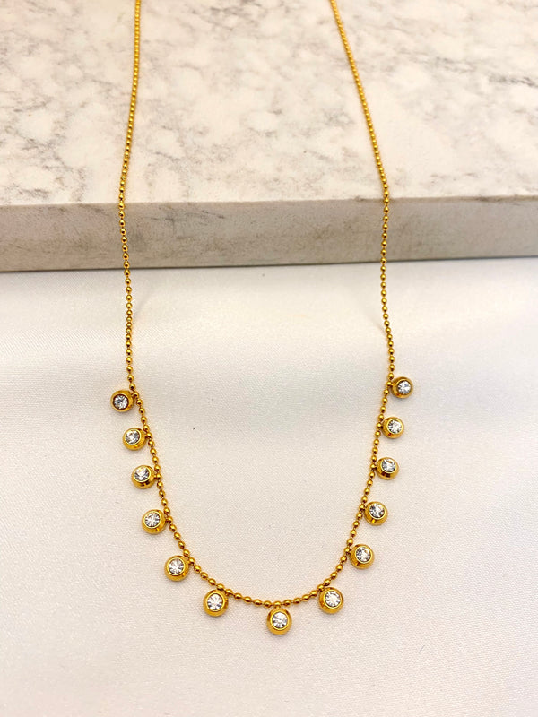 Collar Cristales Colgantes Acero