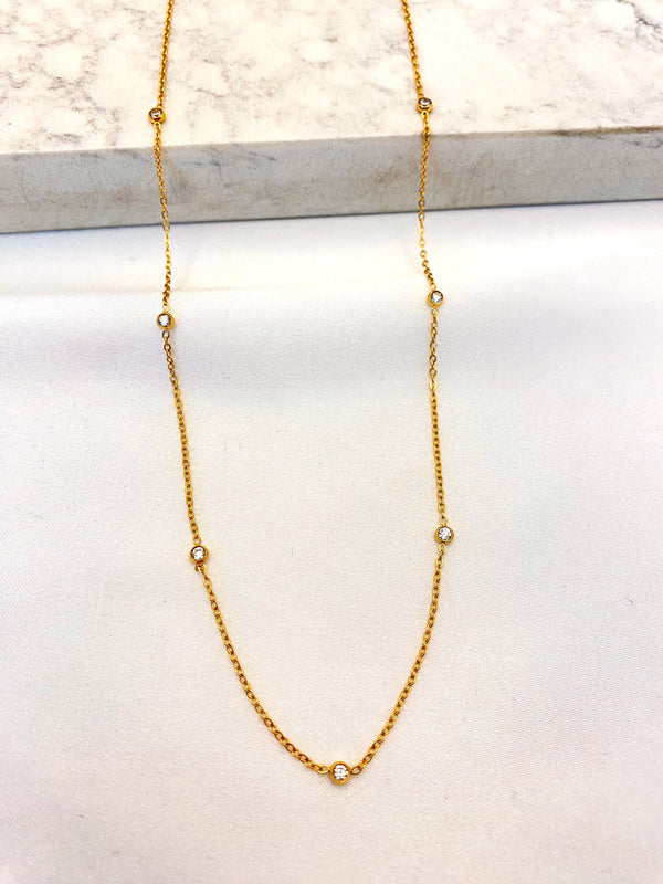 Collar Cristales Mini Acero