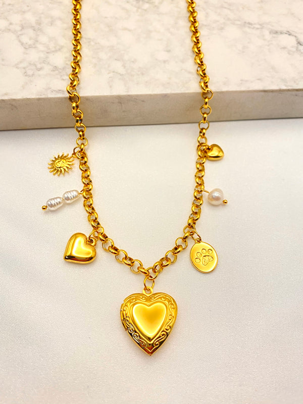 Collar Corazon Relicario Acero