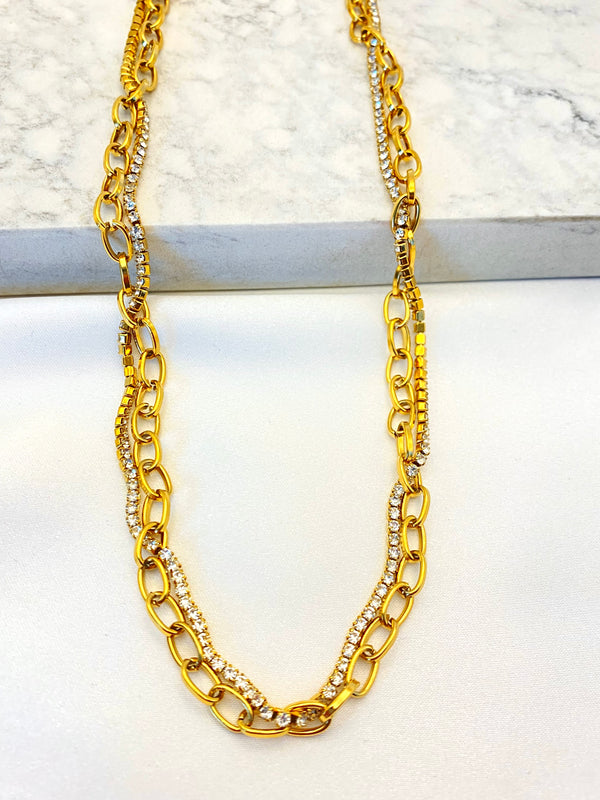 Collar Entrelazado Zirconias Acero