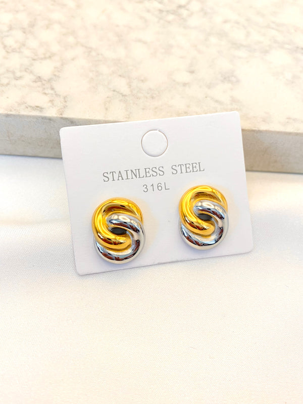 Arete Doble Aro Mini Bicolor Acero
