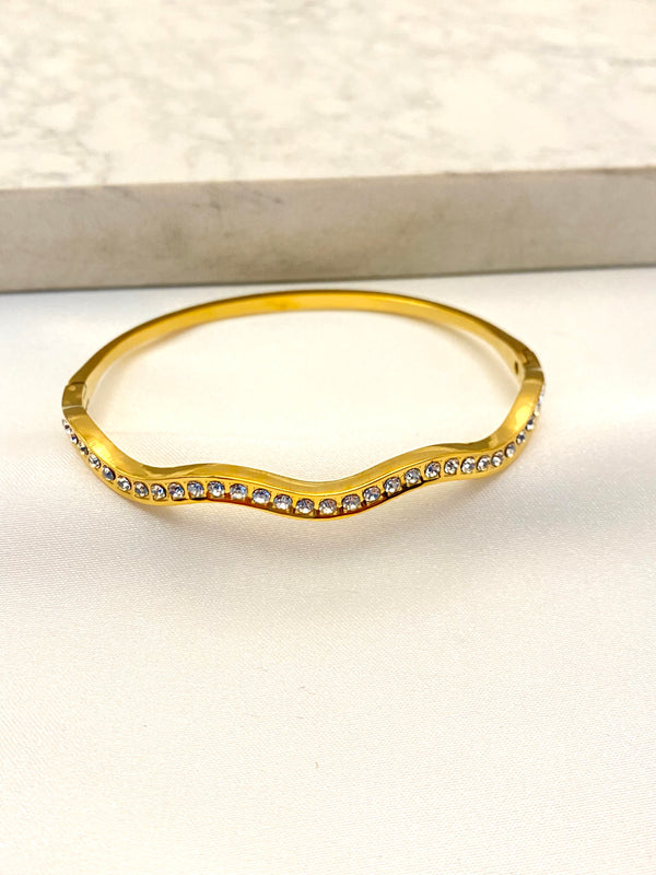 Pulsera Ondulada Zirconias Acero