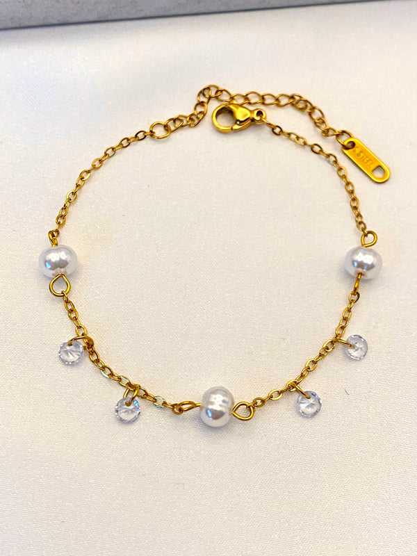 Pulsera Cristales Colgantes Acero