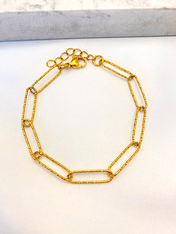 Pulsera Eslabon Grabado Acero