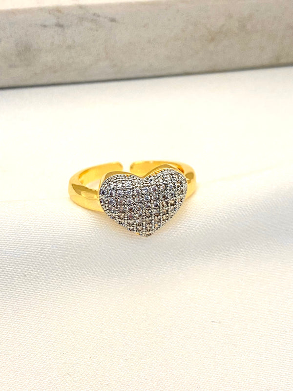 Anillo Corazon Micro Zirconias Delgado
