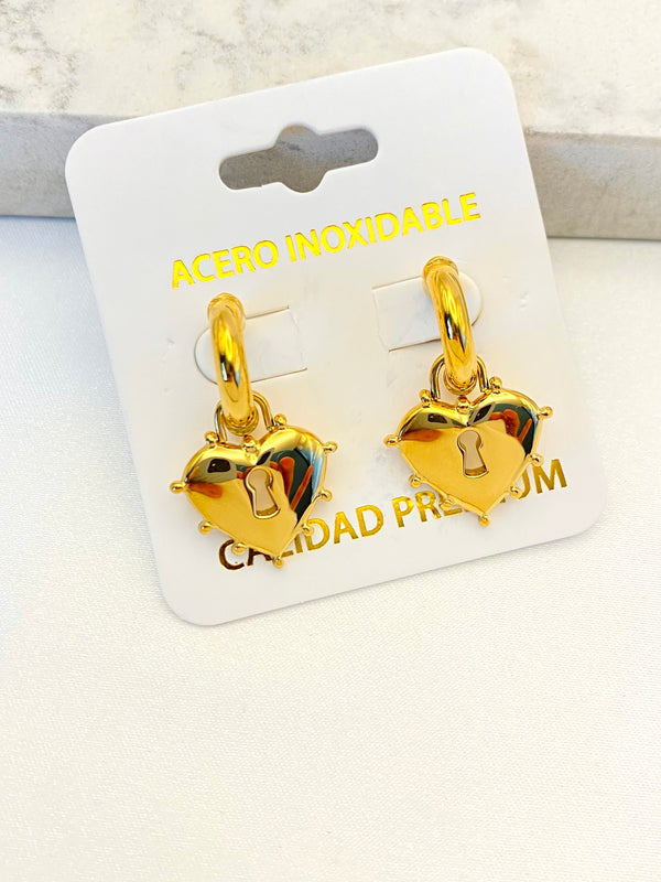 Arracada Corazon Boleado Llave Acero