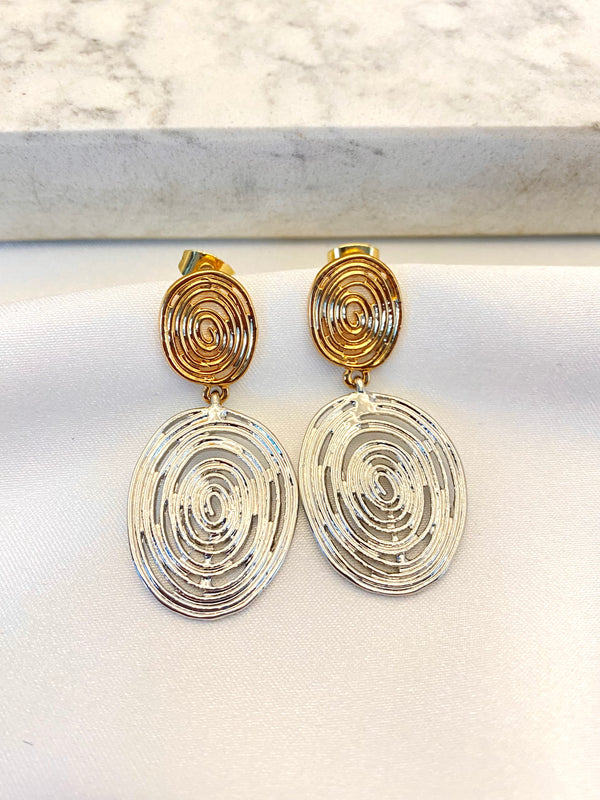 Arete Doble Espiral Bicolor