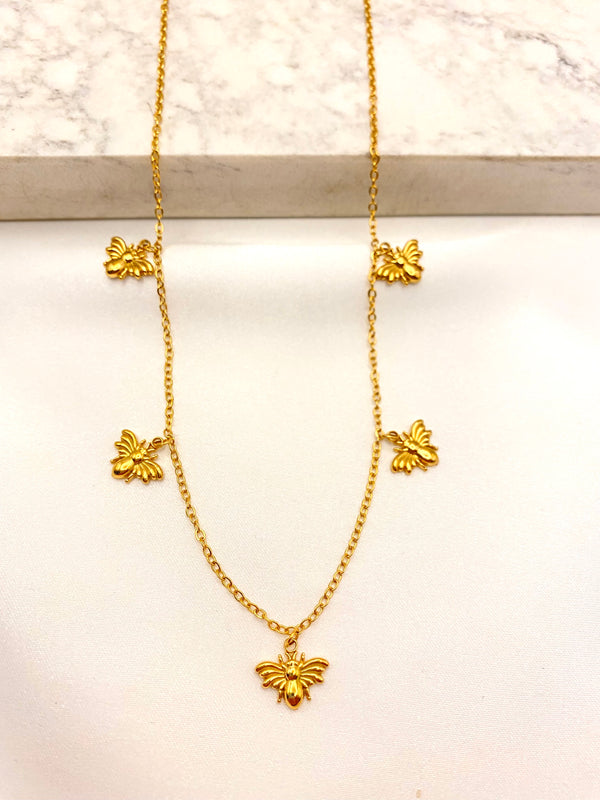 Collar Abejitas Dorado Acero