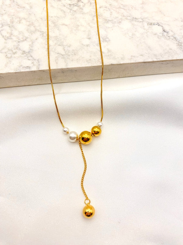 Collar Balin Colgante Dorado Acero