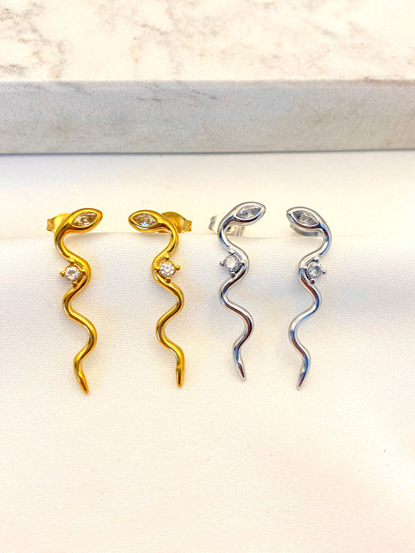 Arracada Serpiente Cristal Acero