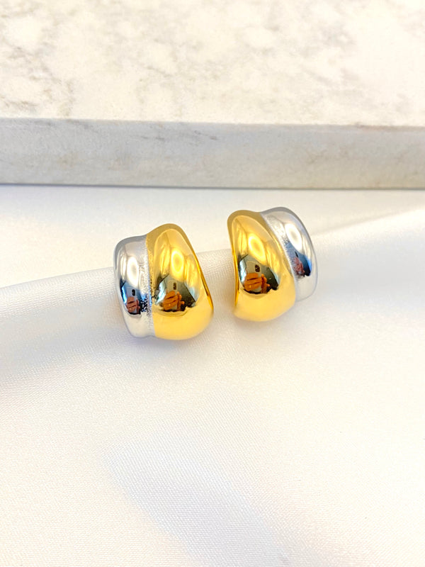 Arracada Medio Circulo Bicolor Acero