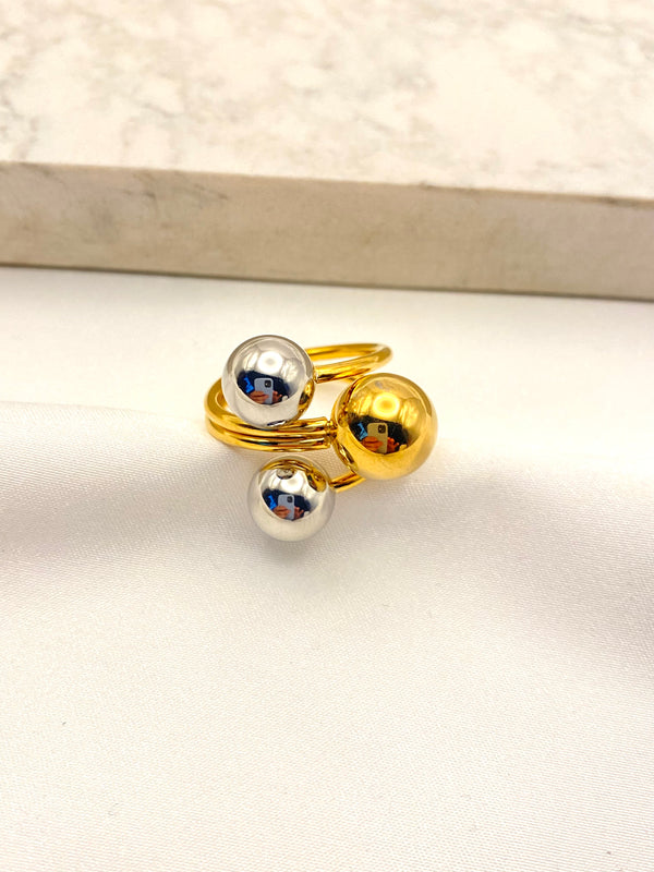 Anillo Esferas Bicolor XL Acero
