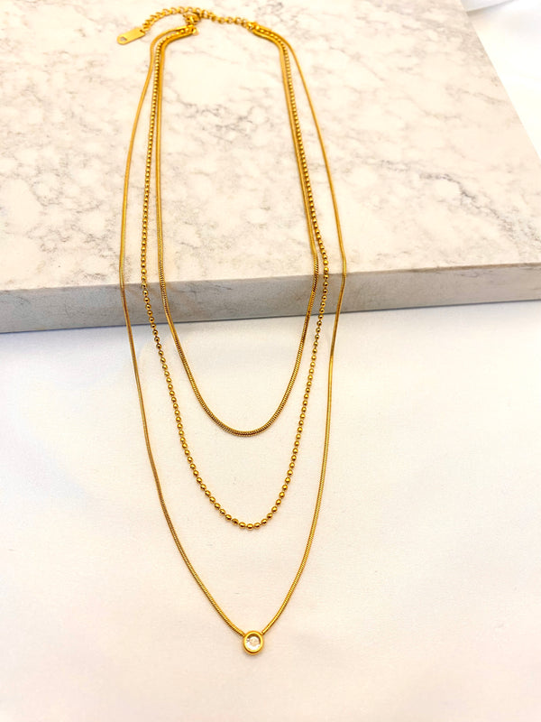 Collar Layers Round Cristal Acero