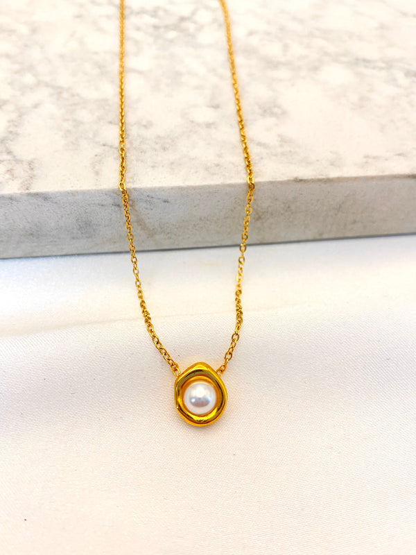 Collar Aura Perla Acero