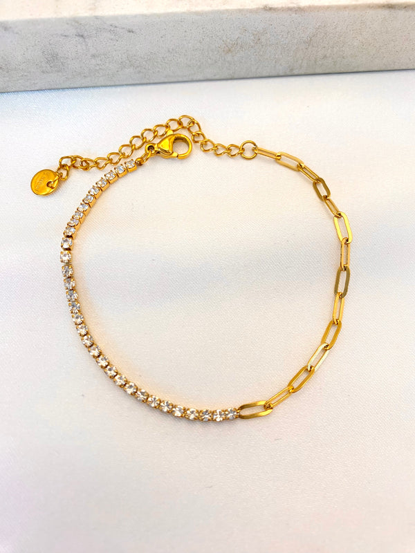 Pulsera Eslabon Zirconia Acero